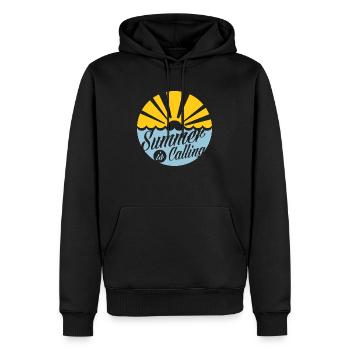 L’été appelle le blanc - Sweat à capuche Premium bio Homme - noir - Devant - Nico (187cm)
