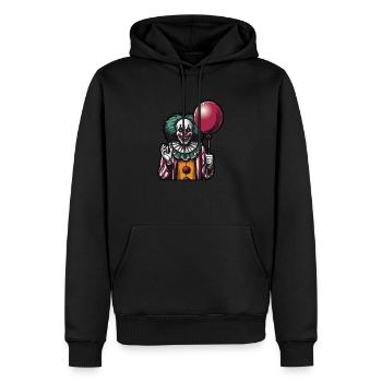 Creepy Cartoon clown with a Red Hair, scary smile - Men’s Premium Organic Hoodie - black - Front - Nico (187cm)