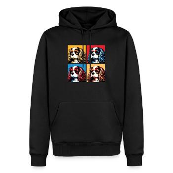 Pop Cavalier King Charles Spaniel chien Portrait - Sweat à capuche Premium bio Homme - noir - Devant - Nico (187cm)