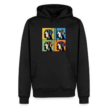 Portrait de chien dogue allemand Pop - Portrait d’animal de compagnie - Sweat à capuche Premium bio Homme - noir - Devant - Nico (187cm)