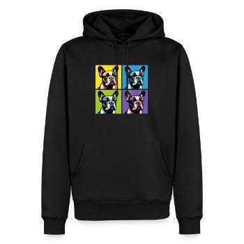 Pop Französische Bulldogge Hund Porträt - Haustier Porträt - Männer Premium Bio Hoodie - Schwarz - Vorne - Nico (187cm)