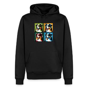 Pop Australian Shepherd Dog Portrait - Men’s Premium Organic Hoodie - black - Front - Nico (187cm)