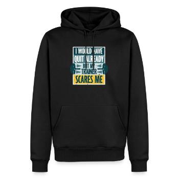Ich hätte schon gekündigt, aber mein Trainer macht mir Angst - Männer Premium Bio Hoodie - Schwarz - Vorne - Nico (187cm)