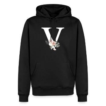 Tropischer floraler V-Buchstabe - Männer Premium Bio Hoodie - Schwarz - Vorne - Nico (187cm)