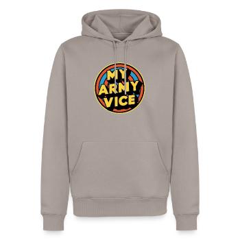 My Army Vice - Playful Tee Retro 1980's TV Show - Men’s Premium Organic Hoodie - taupe - Front - Nico (187cm)