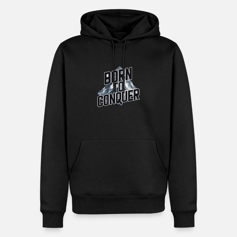NÉ POUR CONQUÉRIR - Sweat à capuche Premium bio Homme - noir