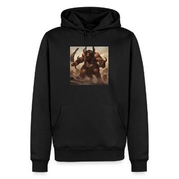 Minotauros - Männer Premium Bio Hoodie - Schwarz - Vorne - Nico (187cm)