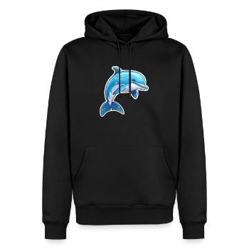 Delfin springend - Männer Premium Bio Hoodie - Schwarz - Vorne - Nico (187cm)