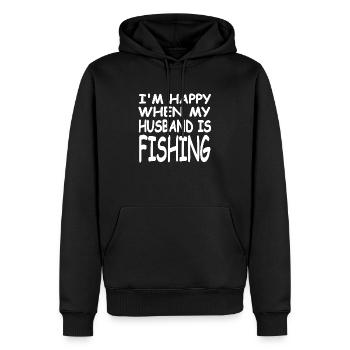Angeln - Männer Premium Bio Hoodie - Schwarz - Vorne - Nico (187cm)