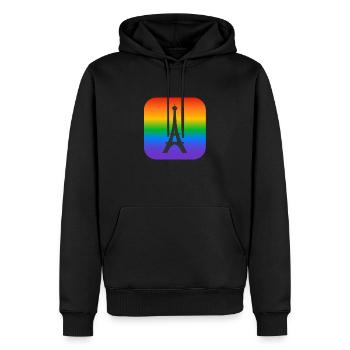 Paris Rainbow Tour Eiffel - Sweat à capuche Premium bio Homme - noir - Devant - Nico (187cm)