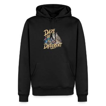 TRAUEN SIE SICH, ANDERS ZU SEIN - Männer Premium Bio Hoodie - Schwarz - Vorne - Nico (187cm)