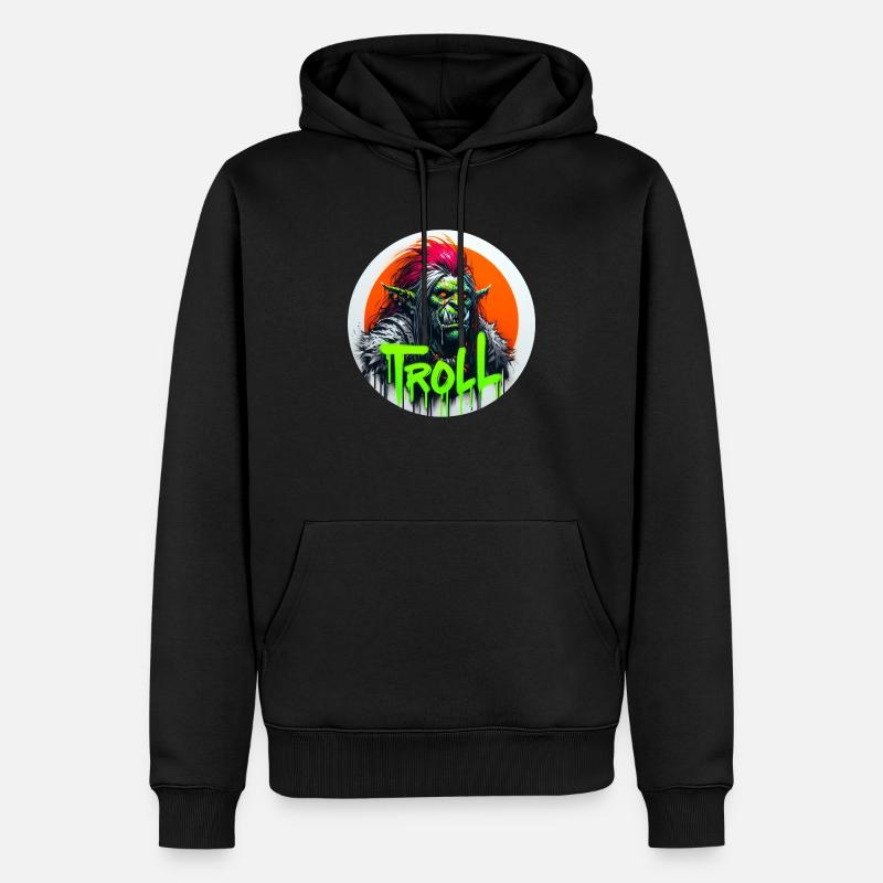 Troll - Männer Premium Bio Hoodie - Schwarz
