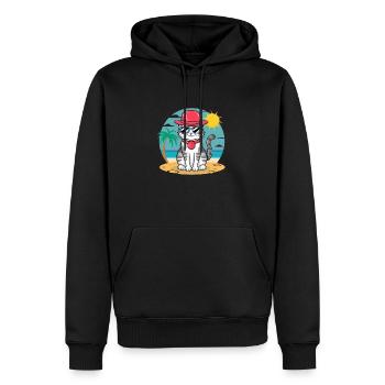 chat été - Sweat à capuche Premium bio Homme - noir - Devant - Nico (187cm)