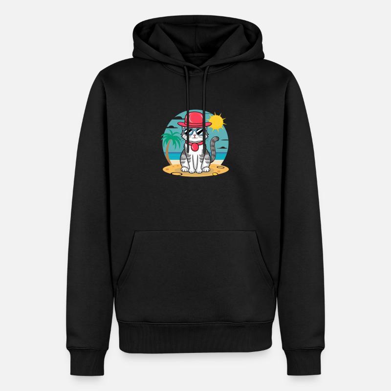 Sommer-Katze - Männer Premium Bio Hoodie - Schwarz