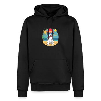 chien ete - Sweat à capuche Premium bio Homme - noir - Devant - Nico (187cm)