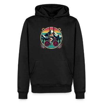 Cycliste des montagnes 2 - Sweat à capuche Premium bio Homme - noir - Devant - Nico (187cm)