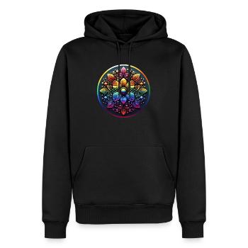 Fleur arc-en-ciel mécanique 2 - Sweat à capuche Premium bio Homme - noir - Devant - Nico (187cm)