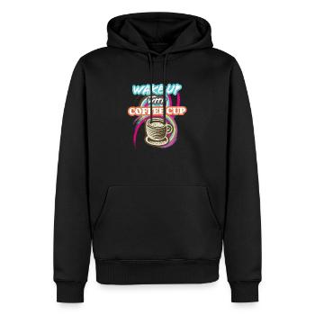 Wake-Up With Coffee Cup - Men’s Premium Organic Hoodie - black - Front - Nico (187cm)