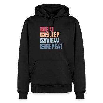 Eat Sleep View Repeat Stargazer Telescope Astronom - Männer Premium Bio Hoodie - Schwarz - Vorne - Nico (187cm)