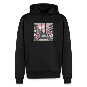 Japan Vintage Brücke Weg - Männer Premium Bio Hoodie - Schwarz - Vorne - Nico (187cm)