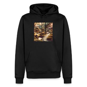 Japan Vintage Büsche Pfad - Männer Premium Bio Hoodie - Schwarz - Vorne - Nico (187cm)