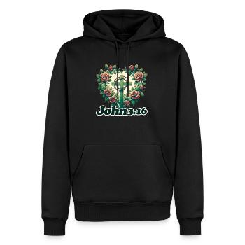 John 3:16 - Men’s Premium Organic Hoodie - black - Front - Nico (187cm)