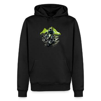Motorcycel Cross Mountain Vacances Mont d’été - Sweat à capuche Premium bio Homme - noir - Devant - Nico (187cm)