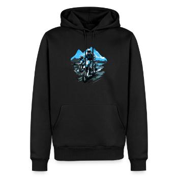 Motorcycel Cross Mountain Vacances Mont d’été - Sweat à capuche Premium bio Homme - noir - Devant - Nico (187cm)