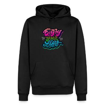 Slogan Illustration Stil Kunst Vektor Mode Grafik - Männer Premium Bio Hoodie - Schwarz - Vorne - Nico (187cm)