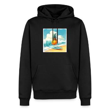 Drôle d’ananas surfant - Sweat à capuche Premium bio Homme - noir - Devant - Nico (187cm)