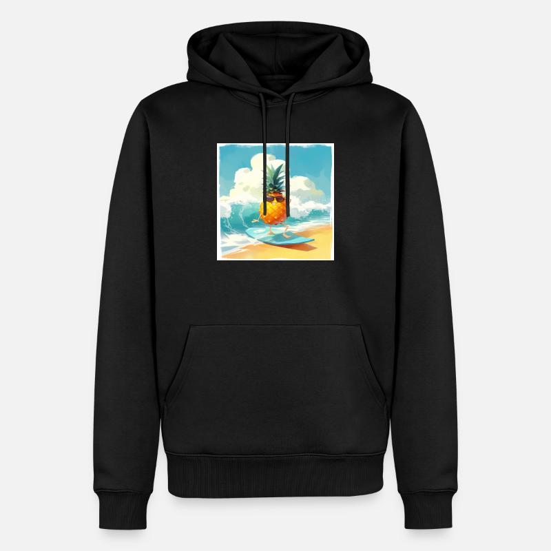 Drôle d’ananas surfant - Sweat à capuche Premium bio Homme - noir