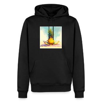 Drôle d’ananas faisant du yoga sur la plage - Sweat à capuche Premium bio Homme - noir - Devant - Nico (187cm)