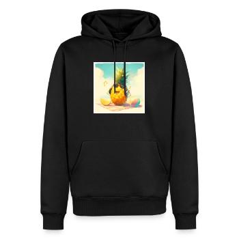 Funny little pineapple listening to music on the beach - Men’s Premium Organic Hoodie - black - Front - Nico (187cm)