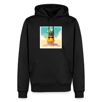Drôle d’ananas faisant de l’exercice sur la plage - Sweat à capuche Premium bio Homme - noir - Devant - Nico (187cm)