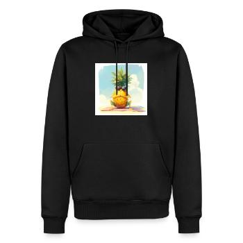 Ananas drôle faisant du yoga - Sweat à capuche Premium bio Homme - noir - Devant - Nico (187cm)