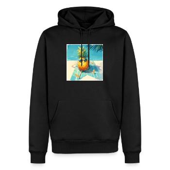 Funny pineapple sunbathing by the pool - Men’s Premium Organic Hoodie - black - Front - Nico (187cm)