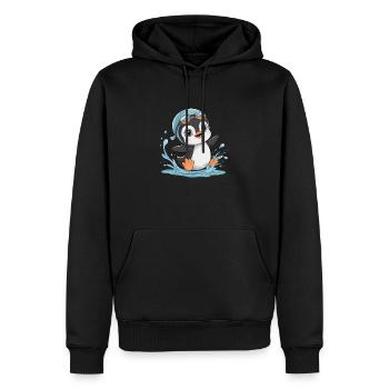 Penguin Fun: Spaß im Wasser! - Männer Premium Bio Hoodie - Schwarz - Vorne - Nico (187cm)