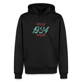 Jahrgang Ausgabe 1934 - Männer Premium Bio Hoodie - Schwarz - Vorne - Nico (187cm)