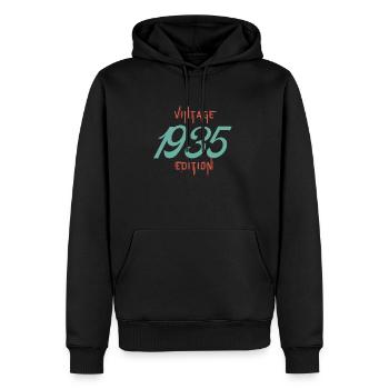 Jahrgang Ausgabe 1935 - Männer Premium Bio Hoodie - Schwarz - Vorne - Nico (187cm)