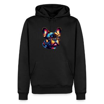 Bouledogue français - Sweat à capuche Premium bio Homme - noir - Devant - Nico (187cm)