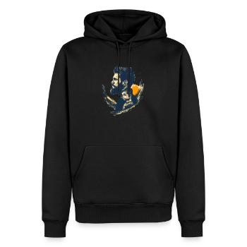 Père et fils en face - Sweat à capuche Premium bio Homme - noir - Devant - Nico (187cm)