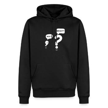 Moment, was? - Männer Premium Bio Hoodie - Schwarz - Vorne - Nico (187cm)