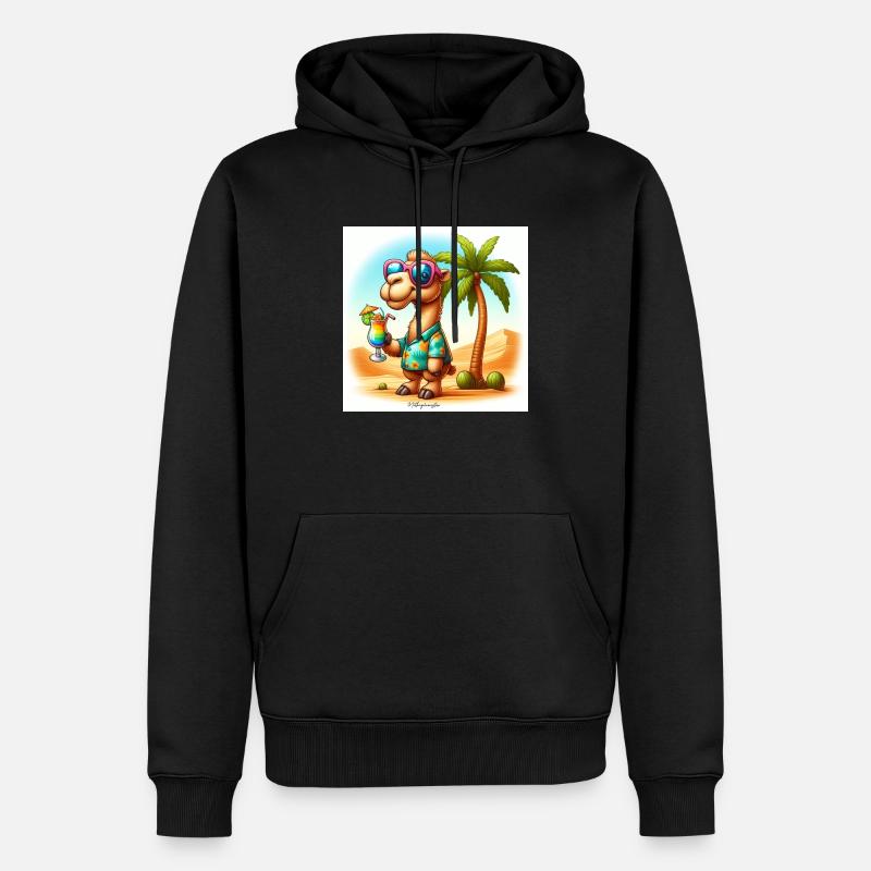 Kamel im Urlaub - Männer Premium Bio Hoodie - Schwarz