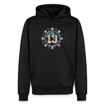 Glückliche 13 - Männer Premium Bio Hoodie - Schwarz - Vorne - Nico (187cm)