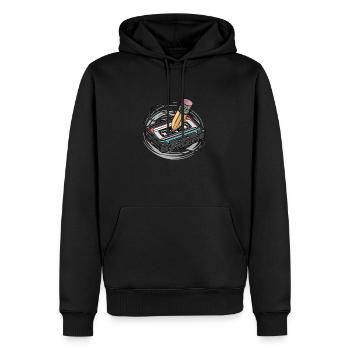 Kassette - Männer Premium Bio Hoodie - Schwarz - Vorne - Nico (187cm)