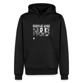 Photographe N B - Sweat à capuche Premium bio Homme - noir - Devant - Nico (187cm)