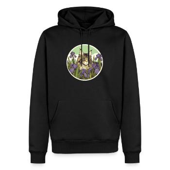Braun getigerte Katze Iris - Männer Premium Bio Hoodie - Schwarz - Vorne - Nico (187cm)