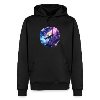 Ein Teleskop erweitert unseren Horizont - Männer Premium Bio Hoodie - Schwarz - Vorne - Nico (187cm)