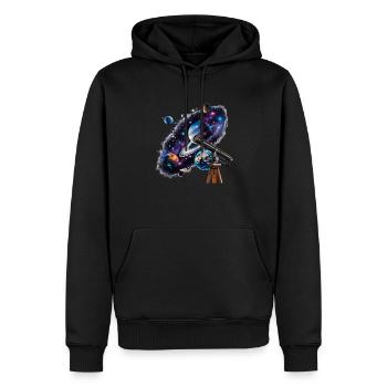 Mit dem Teleskop entfernte Planeten entdecken - Männer Premium Bio Hoodie - Schwarz - Vorne - Nico (187cm)