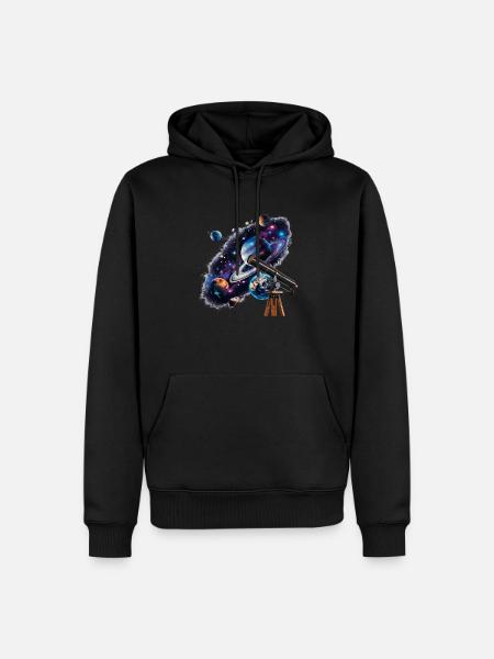 Opdage fjerne planeter med et teleskop - Herre Premium økologisk hoodie - sort